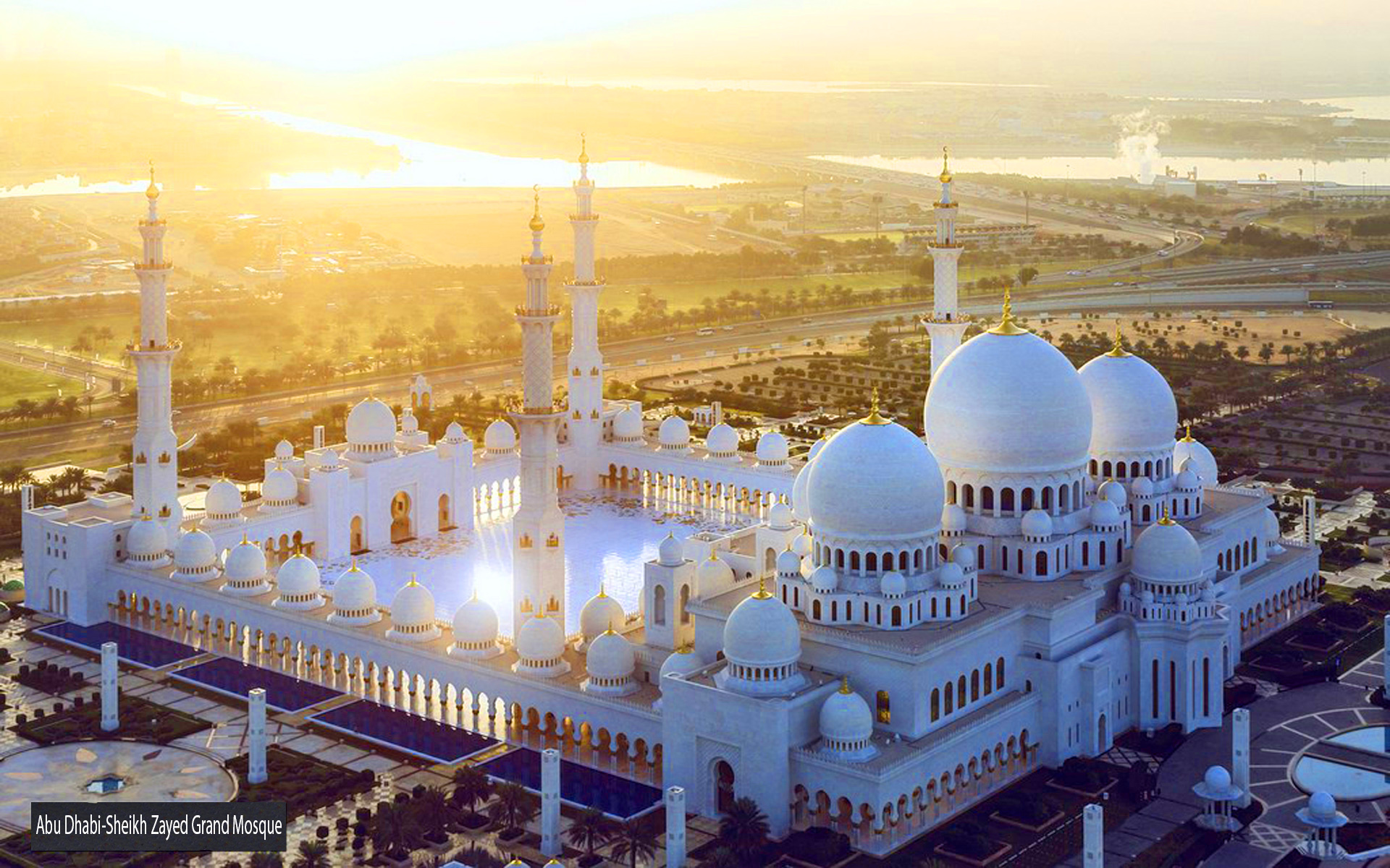Sunset Abu Dhabi Sheikh Zayed Grand Mosque United Arab Emirates Desktop