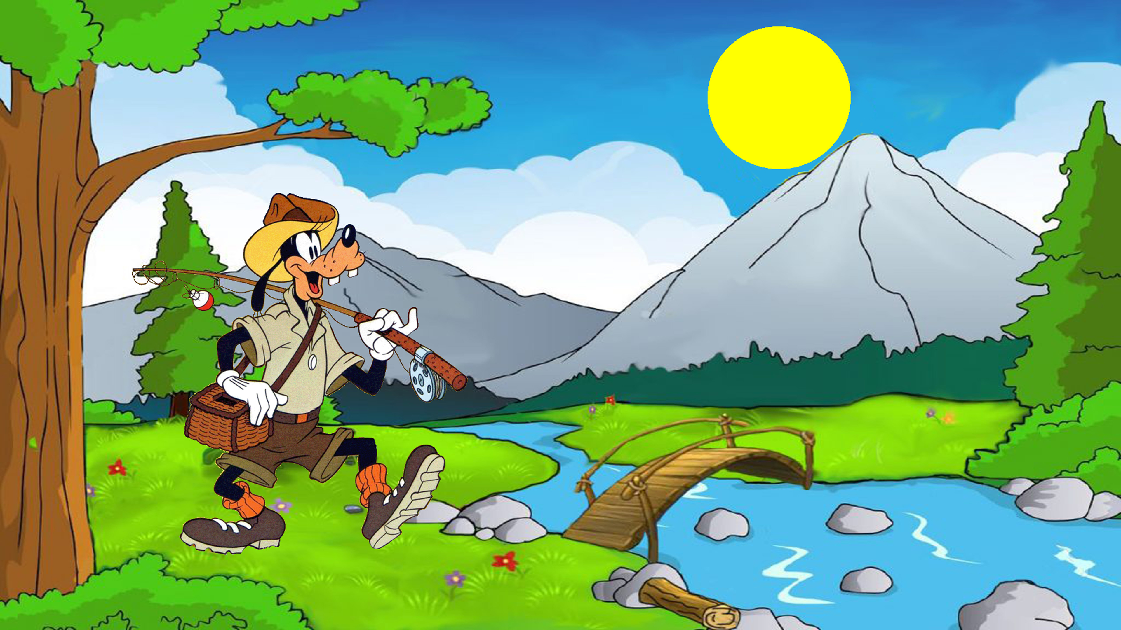 Fish Hunting Goofy Cartoon Disney Desktop Desktop Wallpaper For Pc
