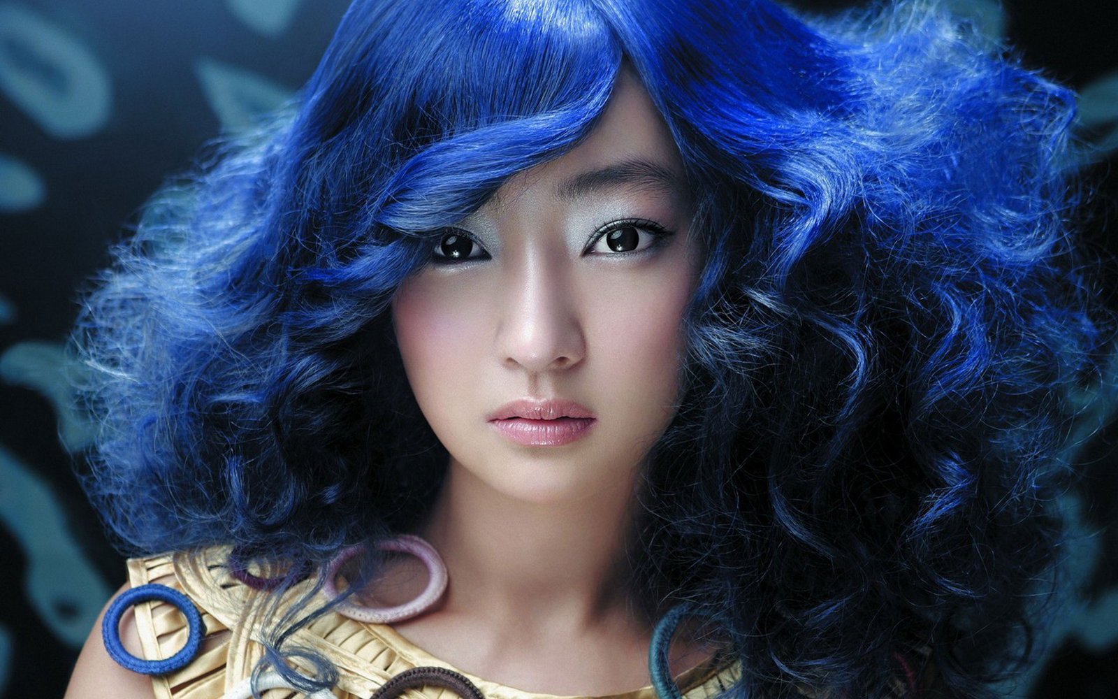 Blue haired asian