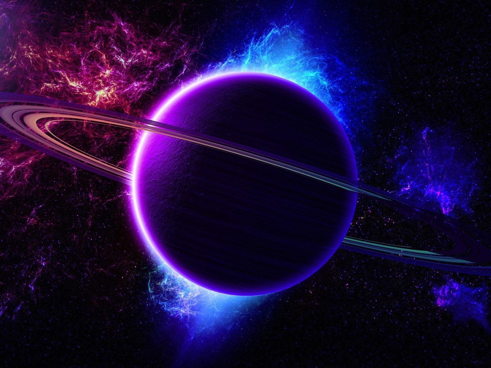 Universe Nebula Planet Ring Light Purple Blue Color 2560×1600 : Wallpapers13.com