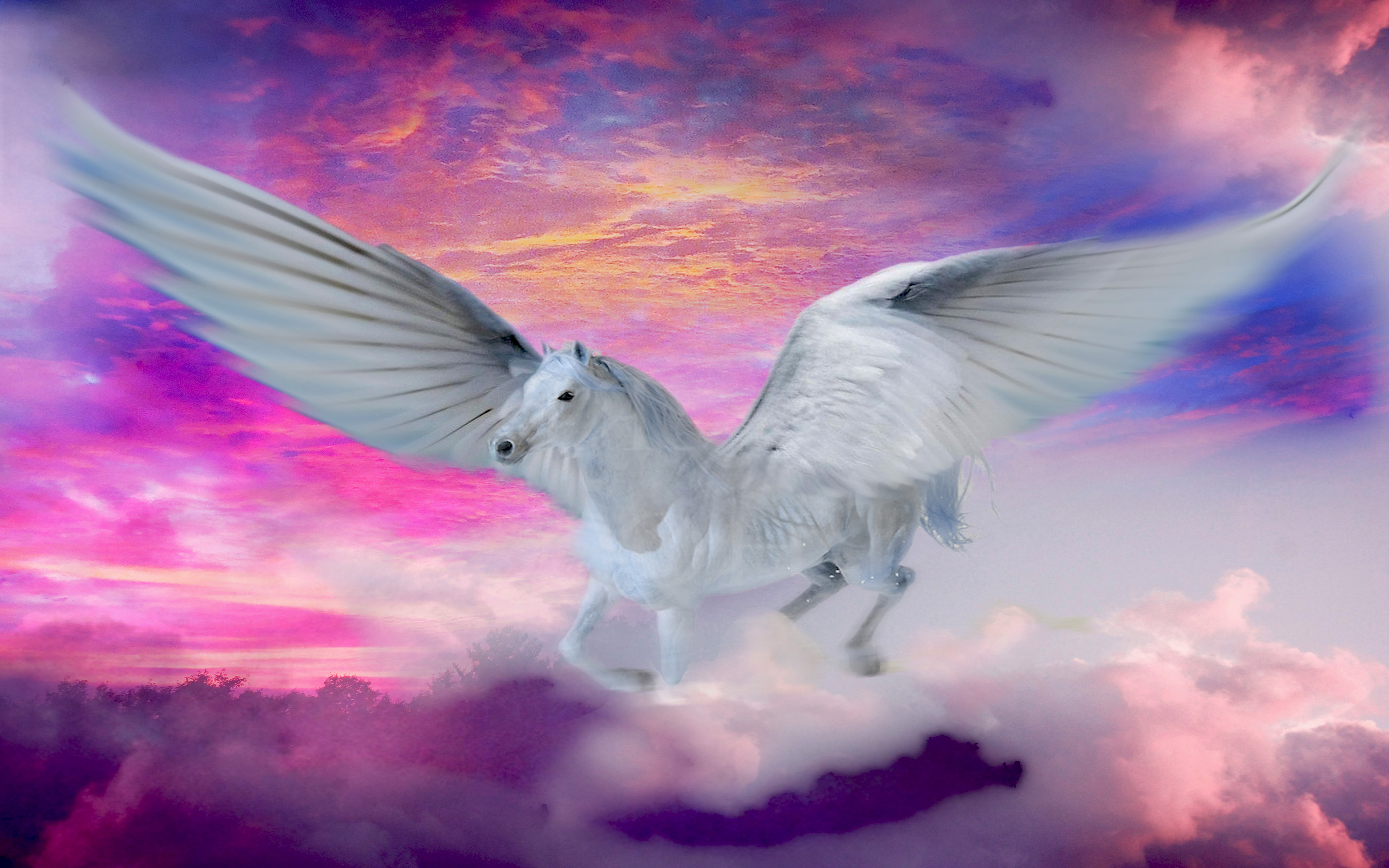Pegasus Flying In The Sky Fantasy Hd Wallpaper : Wallpapers13.com