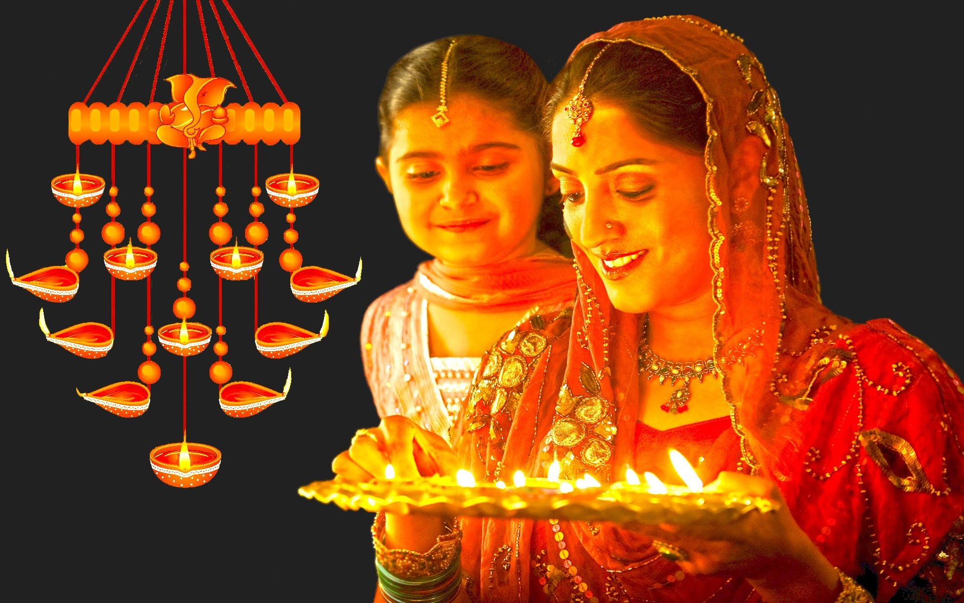 Happy Diwali Celebration Indian Woman Culture And Tradition Greeting