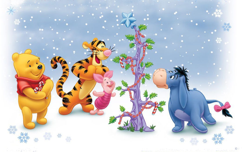 Cartoon Winnie The Pooh And Friends Winter Christmas Tree Wallpaper Hd ...