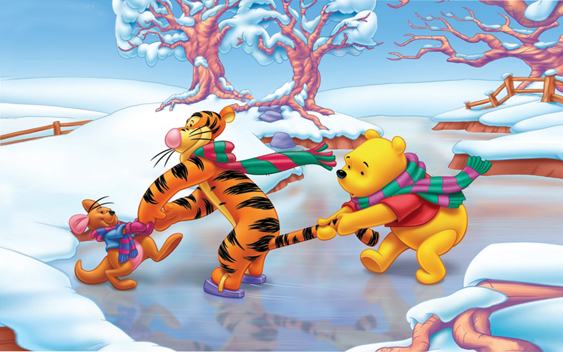 Winnie The Pooh Tigger Kangaroo Roo Winter Game Ice Skating Hd ...