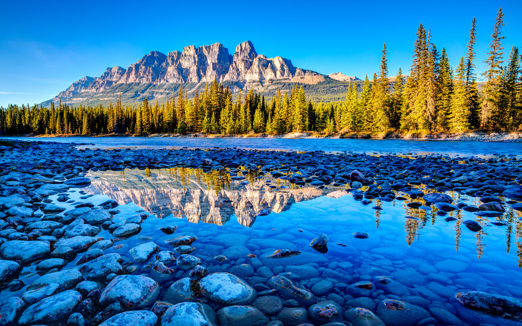 Canada's Banff National Park Alberta Beautiful Mountain River Stones