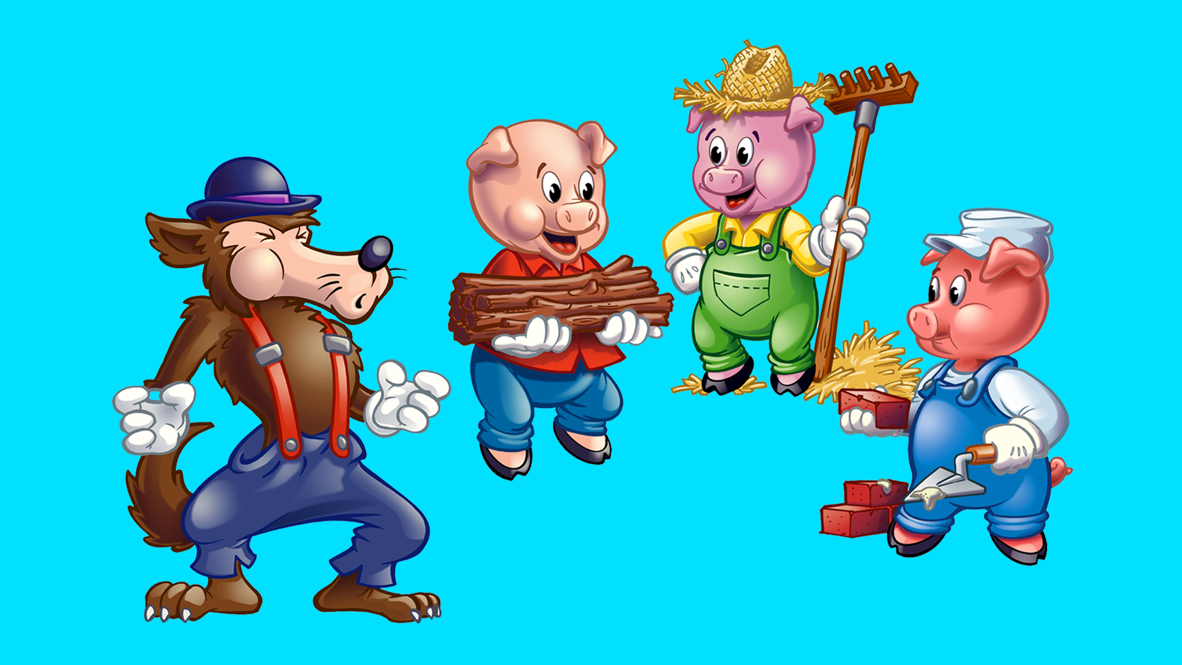 Three Little Pigs Cartoon : Three Small Pigs And Big Bad Wolf Wallpaper ...