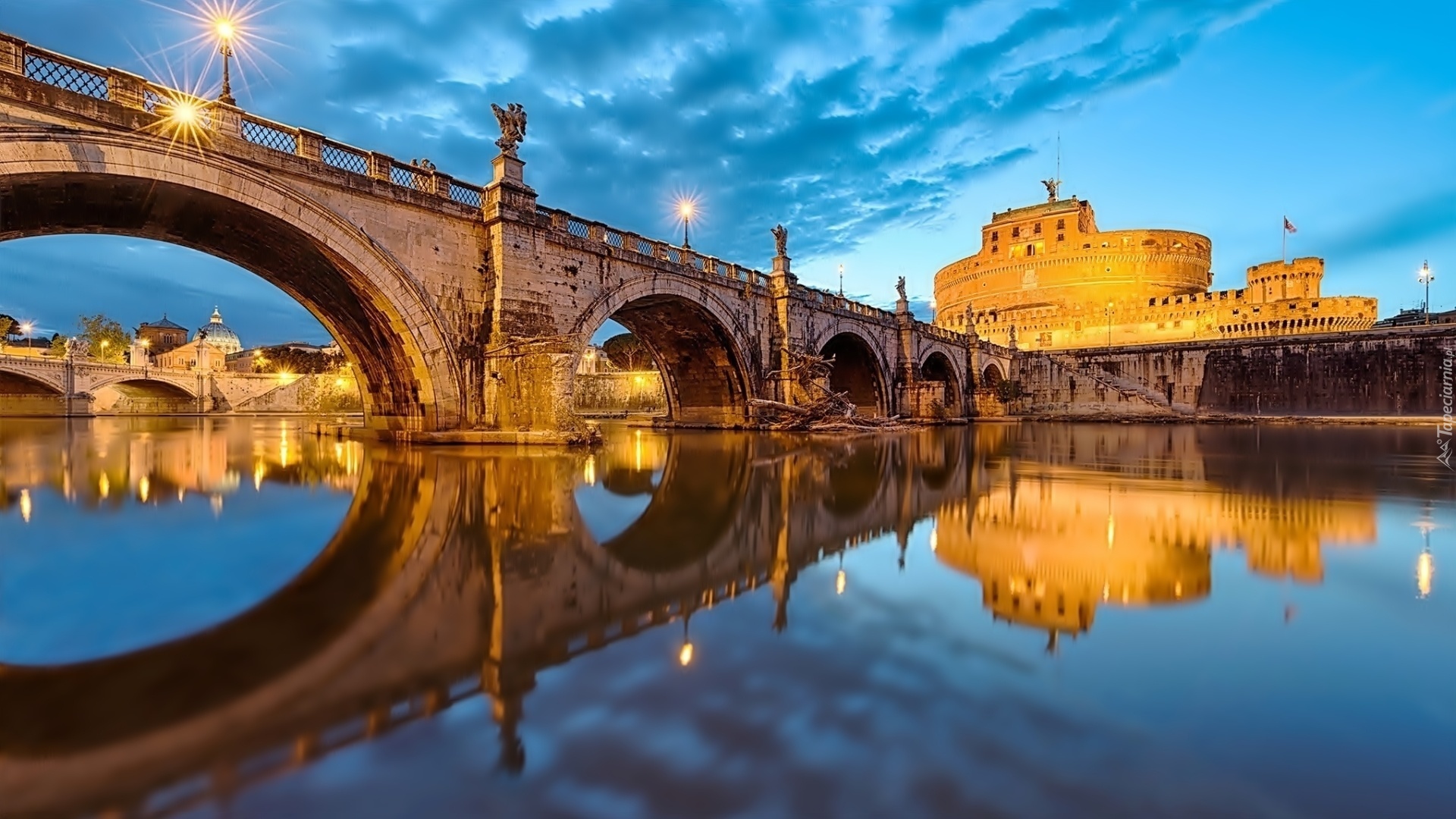 Rome Italy Ponte Sant Angelo Bridge Tiber River Castle San Angelo