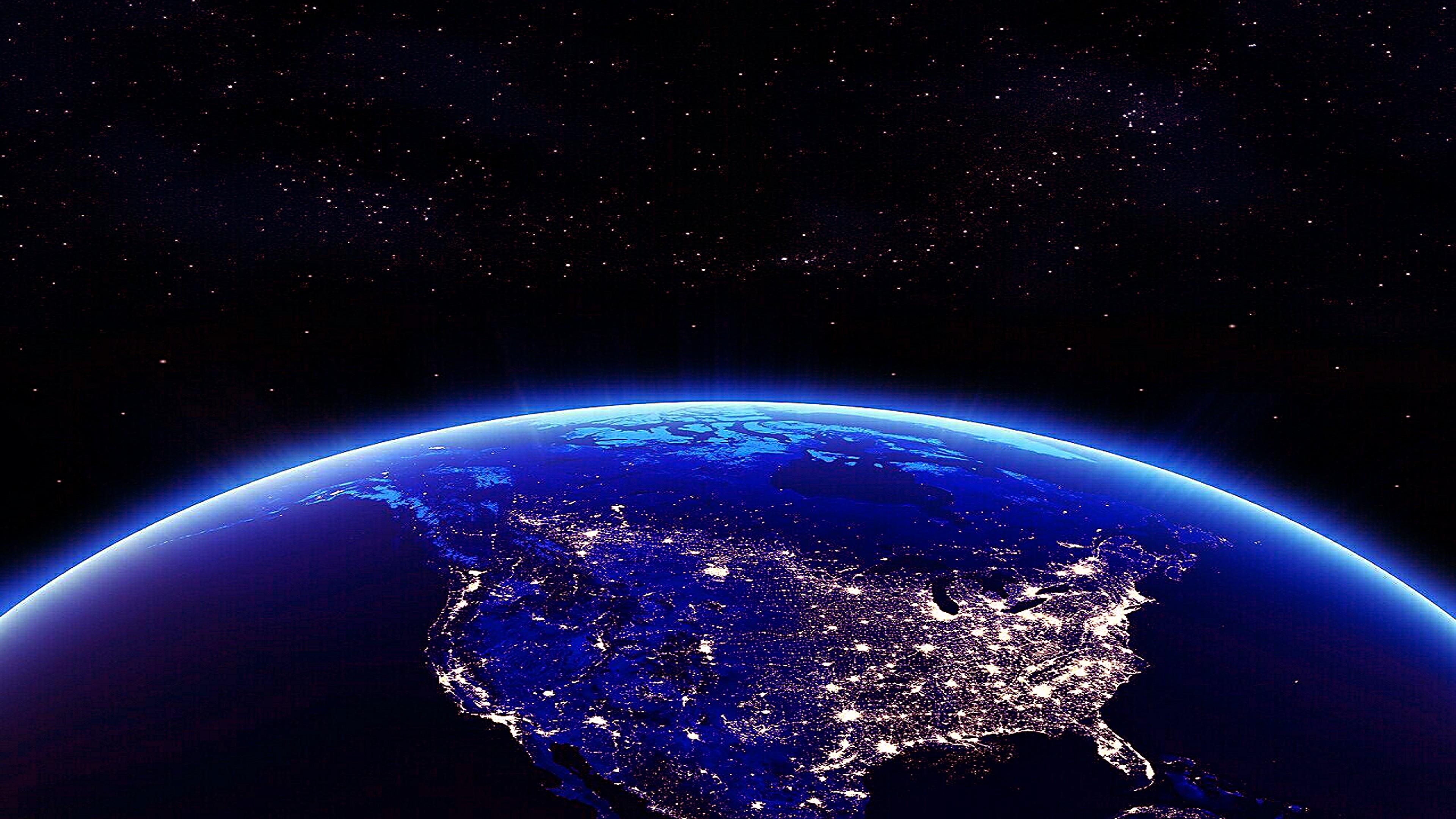 Earth North America In The Night View From Space 4k Wallpaper For 70525 ...