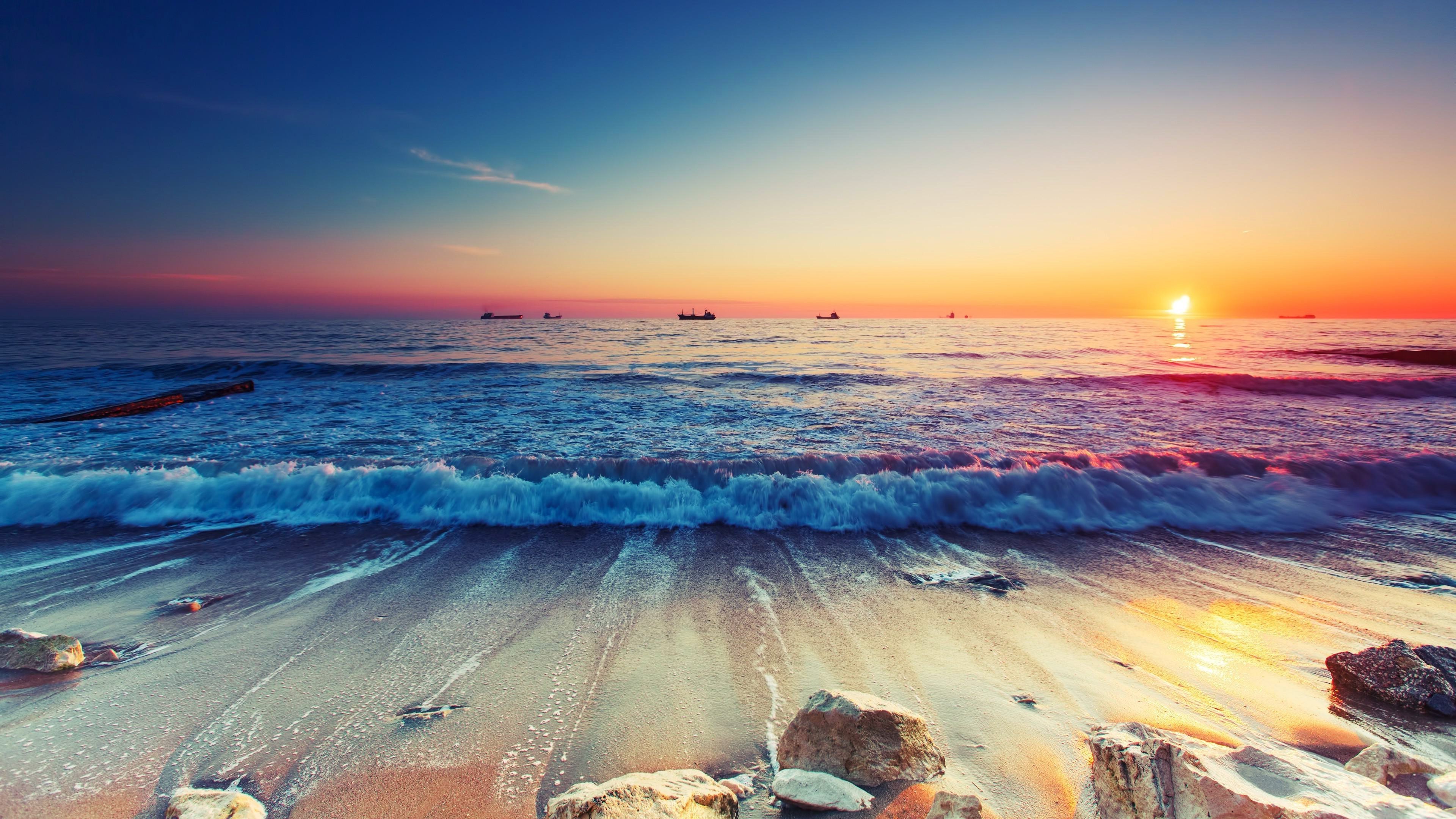 4k Wallpaper Beach Sunset Hd Wallpaper For Desktop Background Images