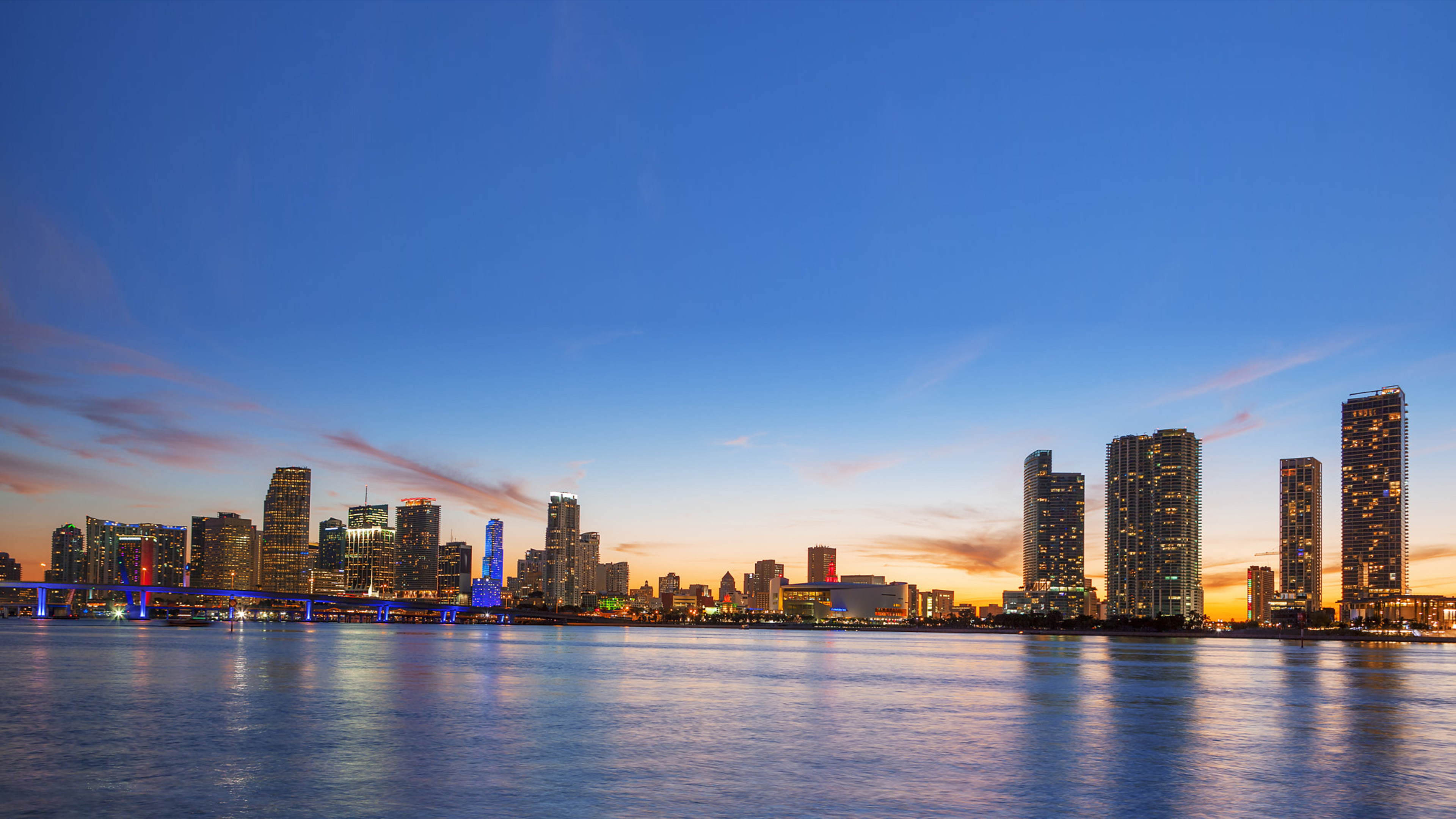 City In Florida Usa Miami At Sunset Panorama 4k Ultra Hd Wallpaper For Desktop Laptop