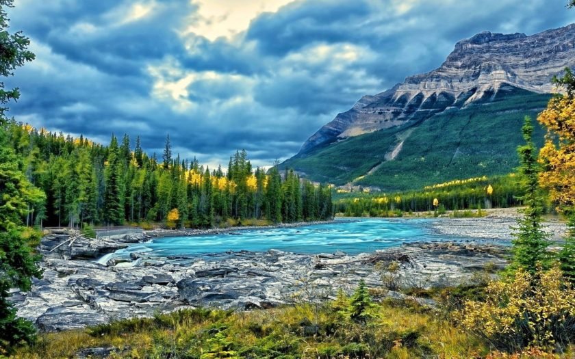 Jasper National Park Canada Rocky Mountains Green Forest And Тurquoise ...