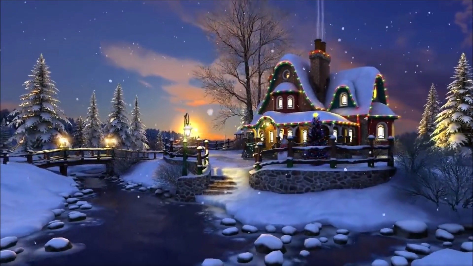 Magical Christmas Evening Winter Snow Night Wallpapers Hd ...